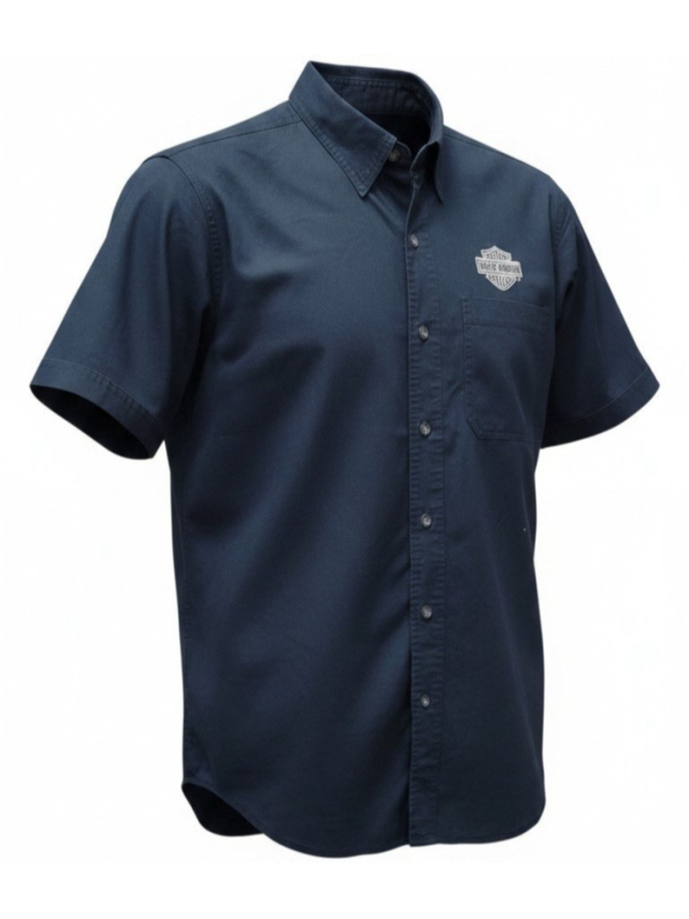 Harley Davidson Genuine Motor Clothes Men Black Short-Sleeves Button-Up Shirt